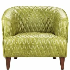 MOES MAGDELAN TUFTED LEATHER ARM CHAIR: GREEN