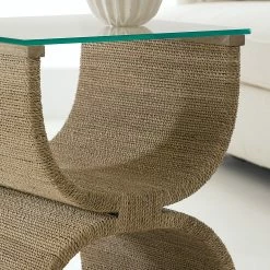 HOOKER Furniture PLAYA JUTE + GLASS END TABLE