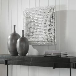 UTTERMOST PORTSIDE WOOD WALL TILE: MATTE WHITE Wall Sculptures + Decor