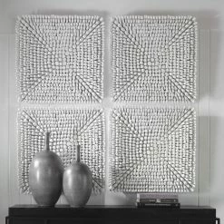 UTTERMOST PORTSIDE WOOD WALL TILE: MATTE WHITE Wall Sculptures + Decor