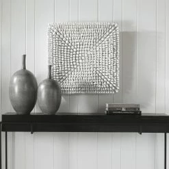 UTTERMOST PORTSIDE WOOD WALL TILE: MATTE WHITE Wall Sculptures + Decor