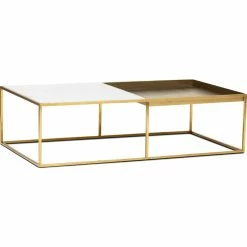 NUEVO Living Room PRANA WHITE MARBLE + GOLD STEEL COFFEE TABLE