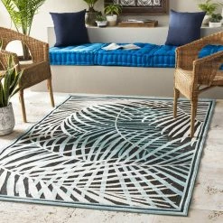 SURYA TROPICS OUTDOOR RUG: AQUA, WHITE