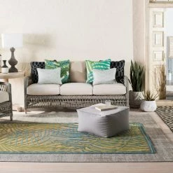 SURYA TROPICS OUTDOOR RUG: AQUA, LIME