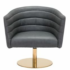 ZUO PUMA GREY VINYL SWIVEL CHAIR