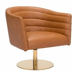 ZUO PUMA BROWN VINYL SWIVEL CHAIR