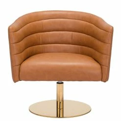 ZUO PUMA BROWN VINYL SWIVEL CHAIR