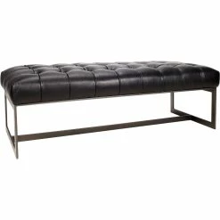 MOES WYATT BLACK LEATHER BEDROOM BENCH