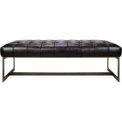 MOES WYATT BLACK LEATHER BEDROOM BENCH