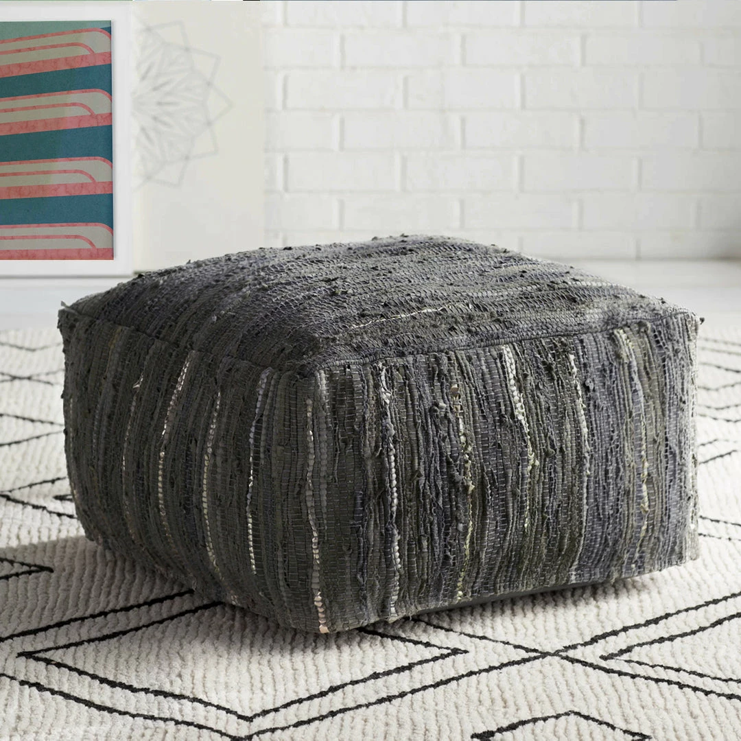 Buy π SURYA RAG LEATHER FLOOR OTTOMAN: SLATE β 2 SURYA RAG LEATHER FLOOR OTTOMAN: SLATE