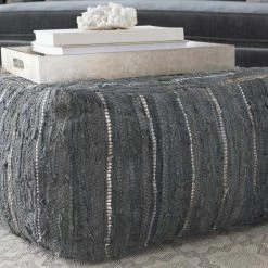 Buy π SURYA RAG LEATHER FLOOR OTTOMAN: SLATE β 8 SURYA RAG LEATHER FLOOR OTTOMAN: SLATE