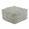 SURYA RAG LEATHER FLOOR OTTOMAN: SILVER Living Room