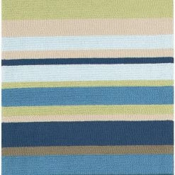 SURYA STRIPES OUTDOOR RUG: BLUE, LIME