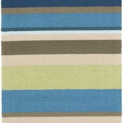 SURYA STRIPES OUTDOOR RUG: BLUE, LIME