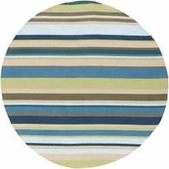 SURYA STRIPES OUTDOOR RUG: BLUE, LIME