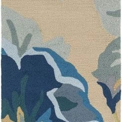 SURYA IN BLOOM OUTDOOR RUG: BLUE, KHAKI