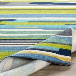 SURYA COLOR STROKES INDOOR-OUTDOOR RUG: BLUE, GREEN MULTI
