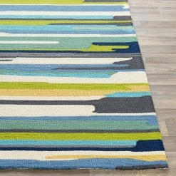 SURYA COLOR STROKES INDOOR-OUTDOOR RUG: BLUE, GREEN MULTI