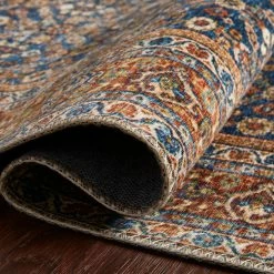 LOLOI RAJIT VINTAGE PRINT FLAT RUG: BLUE, SPICE