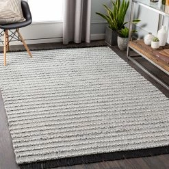SURYA RAMEY INDOOR-OUTDOOR RUG: SILVER-GREY, BLACK