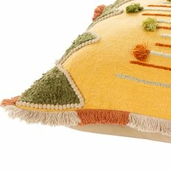 SURYA Pillows + Decor RASTA EMBROIDERED FRINGE PILLOW