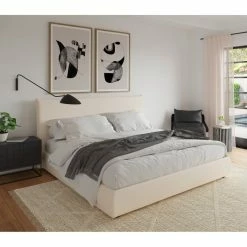 MOES RECHARGE IVORY BOUCLE UPHOLSTERED BED Furniture