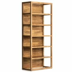 FOUR HANDS REEDED NATURAL ACACIA BOOKSHELF Furniture