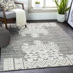 SURYA RAYMIE INDOOR-OUTDOOR RUG: GREY + WHITE