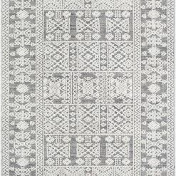 SURYA RAYSEL INDOOR-OUTDOOR RUG: GREY + WHITE