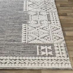 SURYA RAYNOR INDOOR-OUTDOOR RUG: GREY + WHITE
