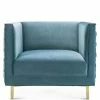 TOV RIGBY SEA BLUE VELVET WOVEN BACK CHAIR
