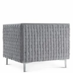 TOV RIGBY GRAY VELVET WOVEN BACK CHAIR