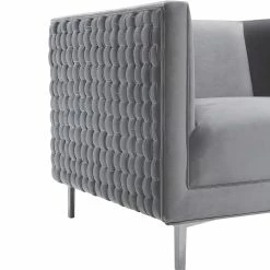 TOV RIGBY GRAY VELVET WOVEN BACK CHAIR