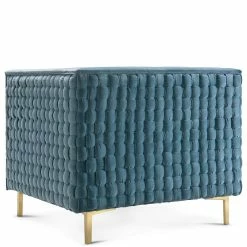 TOV RIGBY SEA BLUE VELVET WOVEN BACK CHAIR
