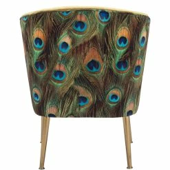 ZUO RIO PEACOCK PRINT VELVET CHAIR: GOLD Furniture