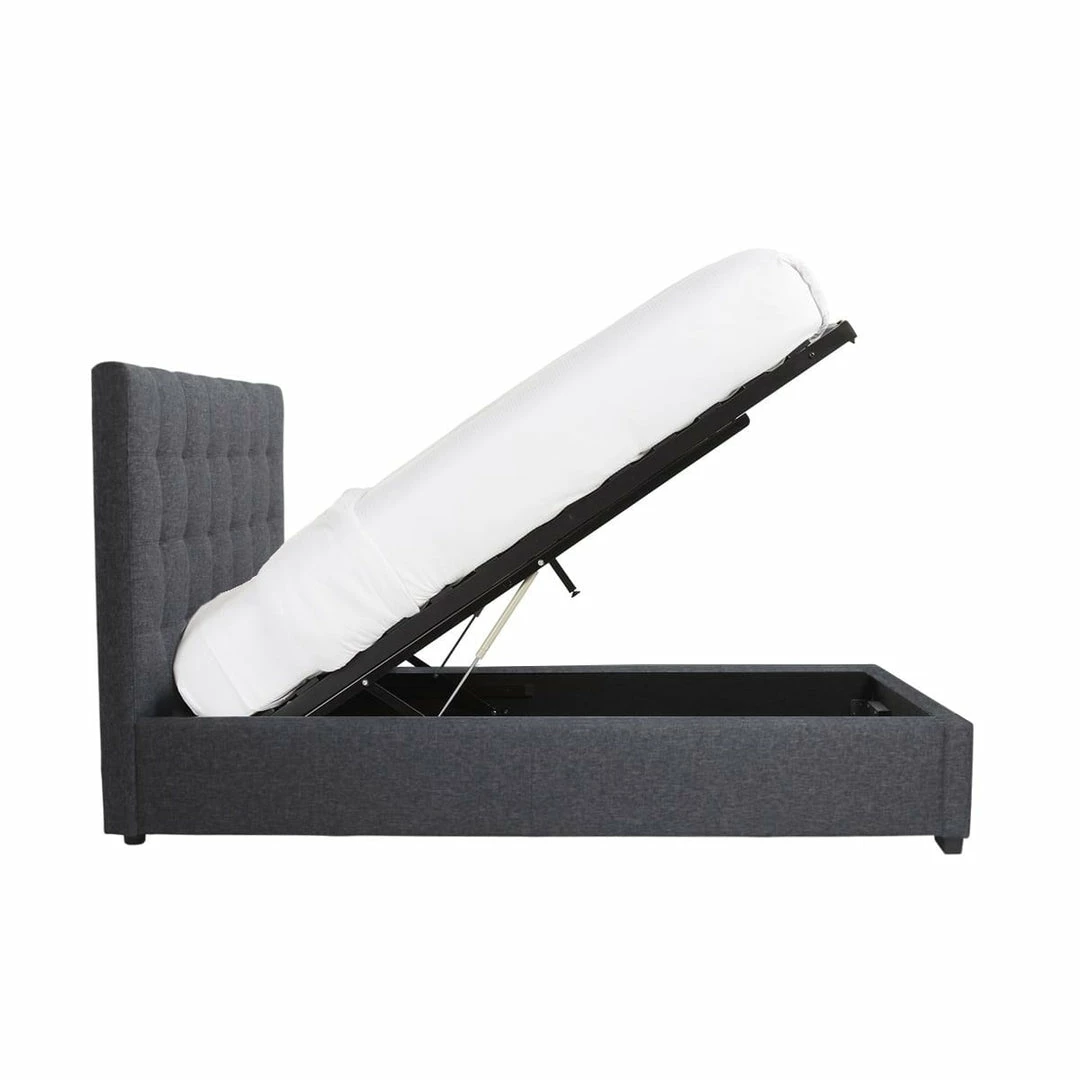 Outlet ✔️ MOES LIAM STORAGE QUEEN BED: CHARCOAL LINEN ❤️ 2 MOES LIAM STORAGE QUEEN BED: CHARCOAL LINEN