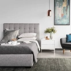 MOES LIAM STORAGE BED: GRAY LINEN