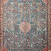 LOLOI ROSHAN VINTAGE PRINT FLAT RUG: MARINE BLUE, CLAY
