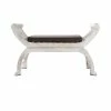 SURYA Furniture RUSTIC WHITE CRESCENT BENCH