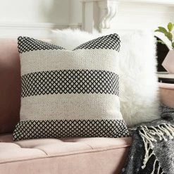 SURYA RYDER BLACK + IVORY STRIPE KNIT PILLOW