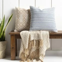 SURYA RYDER DENIM STRIPE KNIT PILLOW Pillows + Decor