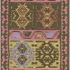 SURYA RAJANI OUTDOOR KILIM: ROSE, GREEN