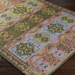 SURYA RAJANI OUTDOOR KILIM: ROSE, GREEN