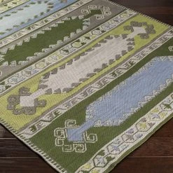 New π SURYA VIDJA OUTDOOR KILIM: GREEN 𧨠5 SURYA VIDJA OUTDOOR KILIM: GREEN