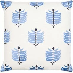 SURYA SAVOIE BLANC BLUE EMBROIDERED ACCENT PILLOW Pillows + Decor