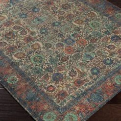 SURYA ANJA PRINTED JUTE RUG: NAVY, RED