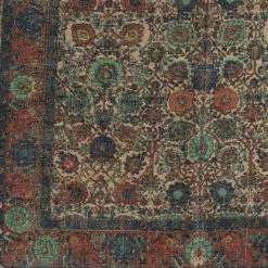 SURYA ANJA PRINTED JUTE RUG: NAVY, RED