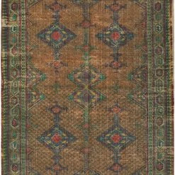 SURYA AMRA PRINTED JUTE RUG: EMERALD, ORANGE