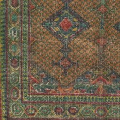 SURYA AMRA PRINTED JUTE RUG: EMERALD, ORANGE