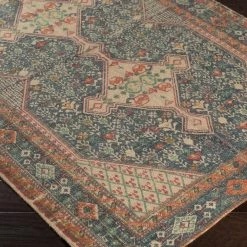 Wholesale 💯 SURYA AMEL PRINTED JUTE RUG: NAVY, ORANGE ✔️ 5 SURYA AMEL PRINTED JUTE RUG: NAVY, ORANGE